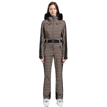 Gsou Snow - Lattice Snow Women'sr Ski  Houndstooth Jumpsuit