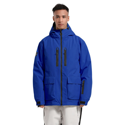 Gsou Snow - Blue and white pattern Snow Winter Snow Jacket - Men's