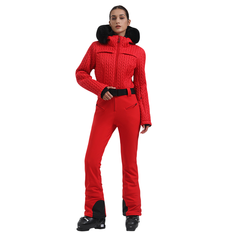 Gsou Snow- Women's Full Shirred Design One-Piece Ski Suit