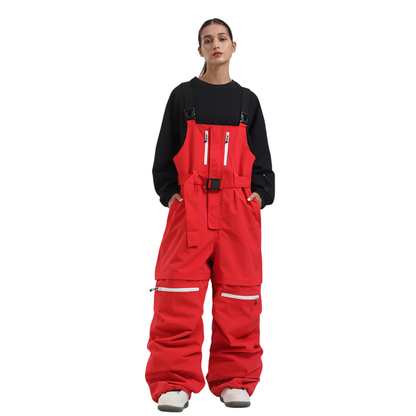 Gsou Snow-Zip-Off Legs Multi-pocket Baggy Snow Bibs --Women's