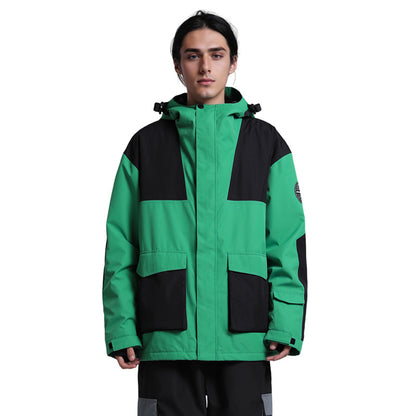 Gsou Snow - Green/Black Snow Colorblock Cargo Snow Jacket - Men's