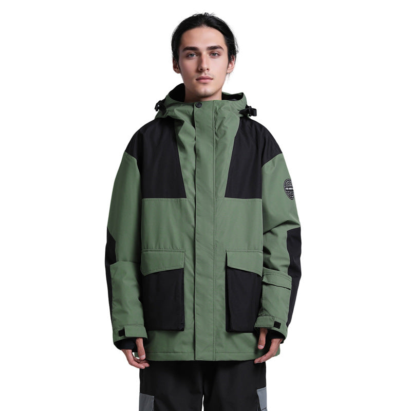 Gsou Snow - Green/Black Snow Colorblock Cargo Snow Jacket - Men's