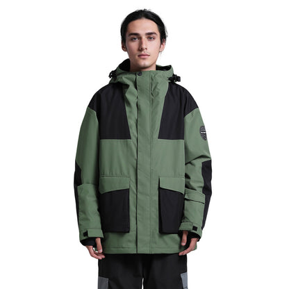 Gsou Snow - Green/Black Snow Colorblock Cargo Snow Jacket - Women's