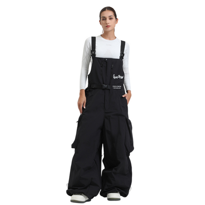 Gsou Snow- Workwear Style Super Baggy Snow Bibs-Women's