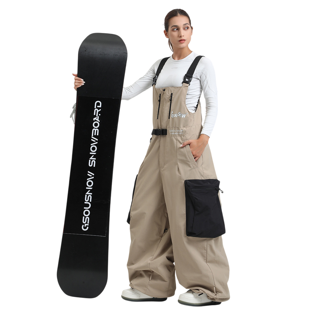 Gsou Snow- Workwear Style Super Baggy Snow Bibs-Women's