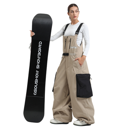 Gsou Snow- Workwear Style Super Baggy Snow Bibs-Women's